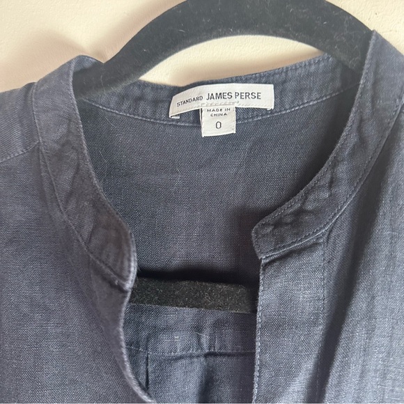 Standard James Sperse Navy Blue 100% Linen Button Front Tie Waist Shirt Dress XS - Picture 9 of 16